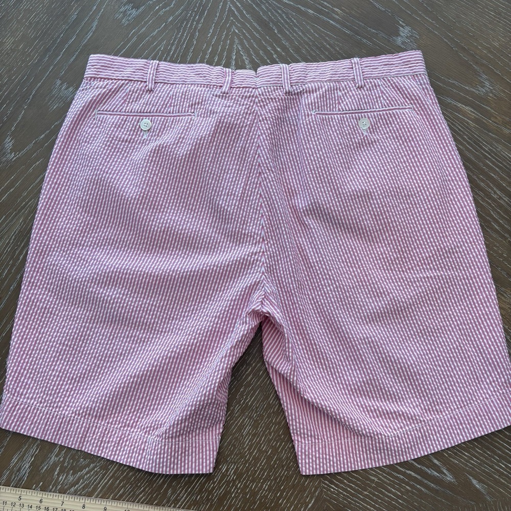 Polo Ralph Lauren 38 Pink/White Stripe Seersucker Suffield Fit Preppy Shorts EUC - Picture 6 of 6